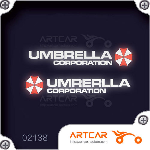 汽车贴纸 021 38 保护伞公司 三角窗贴 一对装 雕刻反光 车贴