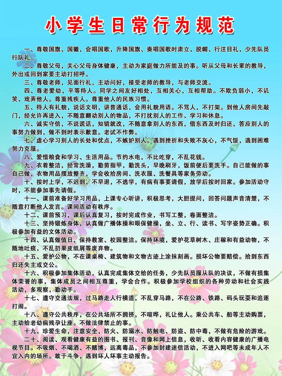 562海报印制海报展板素材763中学生日常行为规范