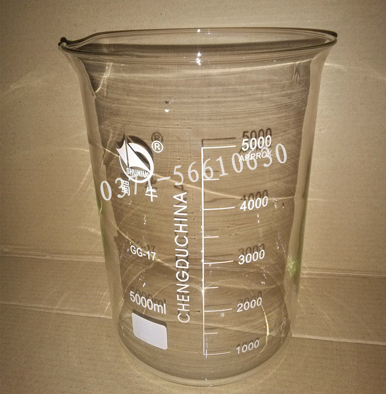 【蜀牛】实验室玻璃烧器烧杯5000ml 蜀牛烧杯低型烧杯一箱6个