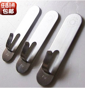 日本KM211长条优雅不锈钢粘钩3个挂钩小粘钩金属钩 承重1KG