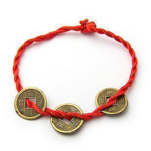 Small gifts three ancient coins red string bracelet Benming transfer red string bracelet hand rope Good Fortune Hot