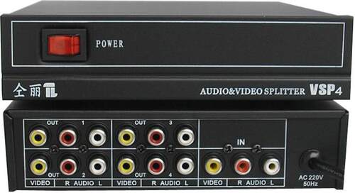 仝丽VSP4 AV分配器 AV1分4 音视频分配器 4口 AV分屏器 一进四出