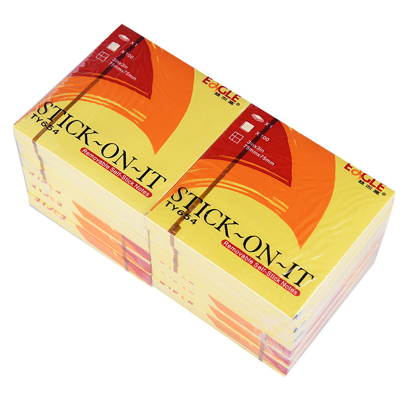 益而高ty654告示贴 便利贴 n次贴75*75mm 便签本100张/本 可粘贴