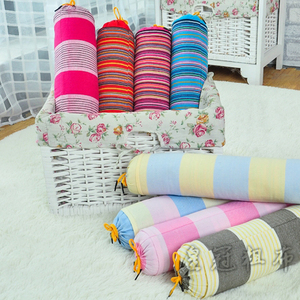 包邮糖果型老粗布颈椎枕 荞麦壳圆形枕头保健枕 颈椎用小枕头