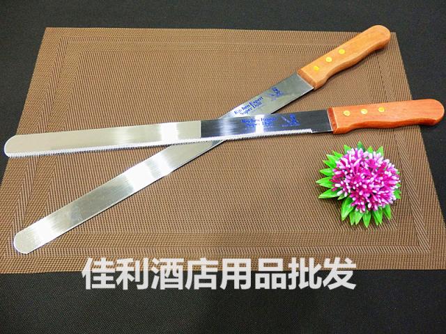 细齿木柄不锈钢蛋糕切刀14寸烘焙刀 面包刀锯齿刀抹刀 蛋糕长切刀