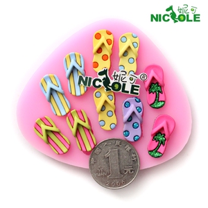 妮可烘焙DIY小拖鞋沙滩鞋子巧克力迷你翻糖蛋糕装饰滴胶硅胶模具