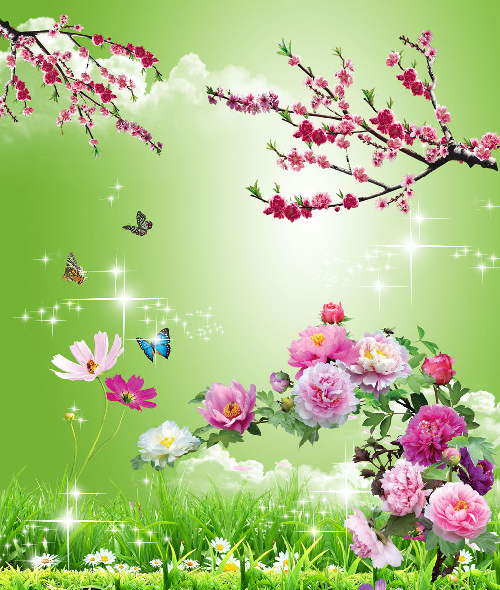 海报印制208海报展板素材(制作)2626 移门 桃花装饰画