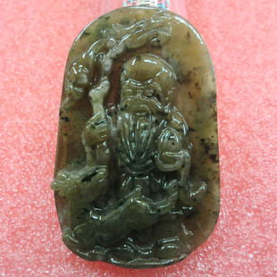 玉如意 南阳独山玉吊坠寿星透水曙色天蓝料精雕独玉挂件老寿星