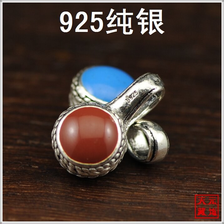 426号925纯银景泰蓝双面卡子记数夹手串佛珠星月项链DIY精品配饰