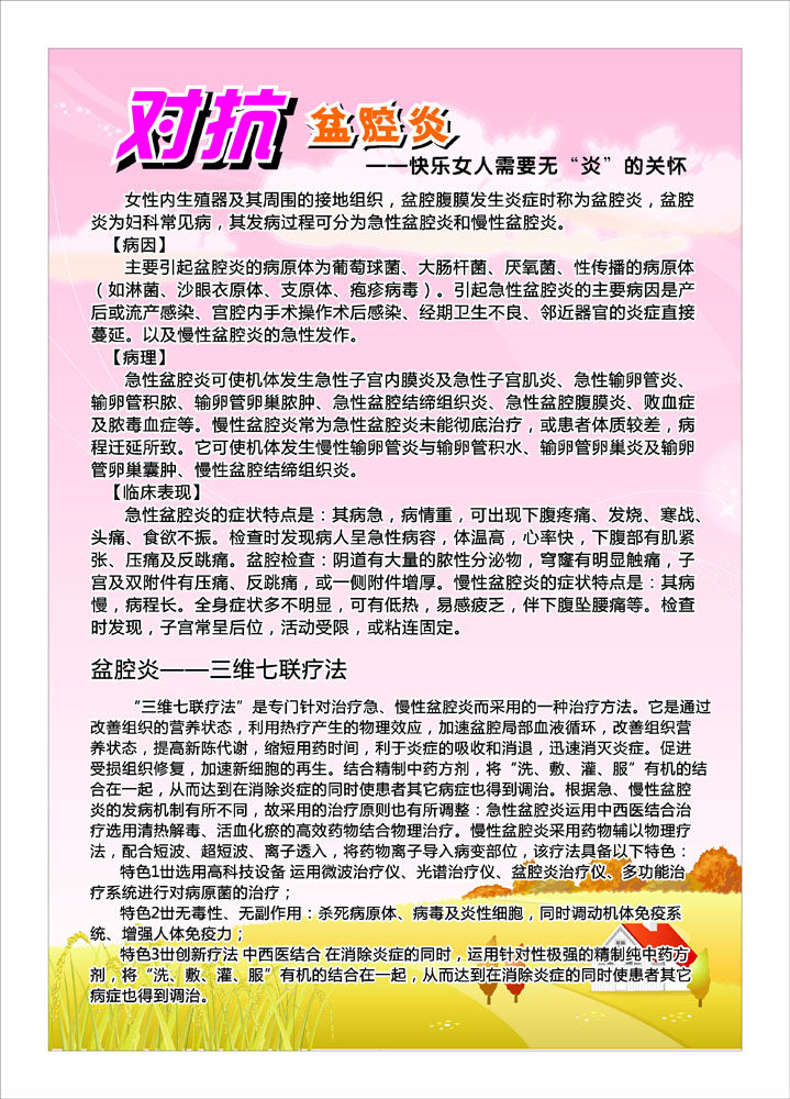 626海报印制海报展板素材844盆腔炎病因病理临床表现妇科医院
