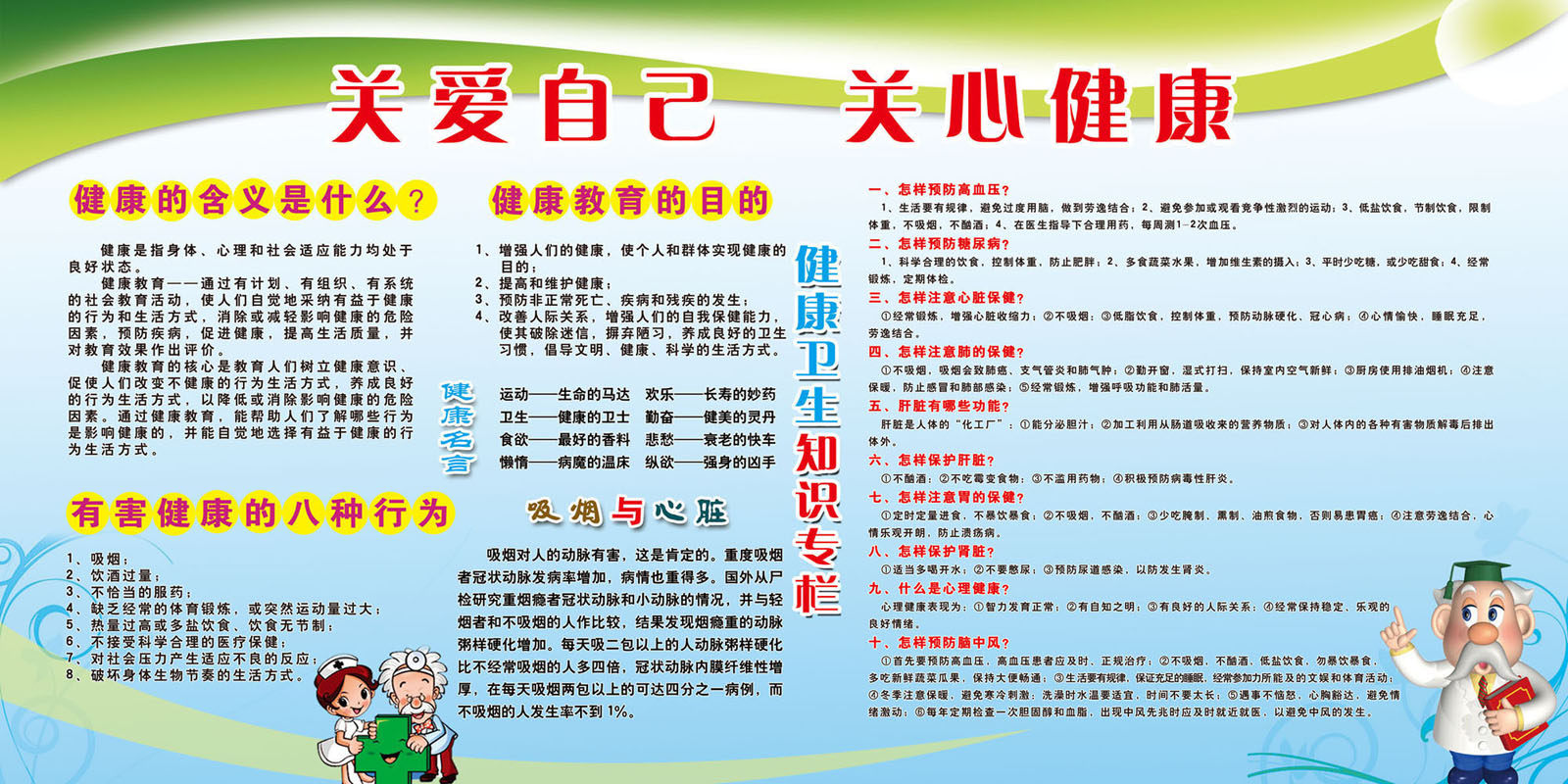 600海报印制海报展板素材105健康教育关爱自己关心健康宣传栏