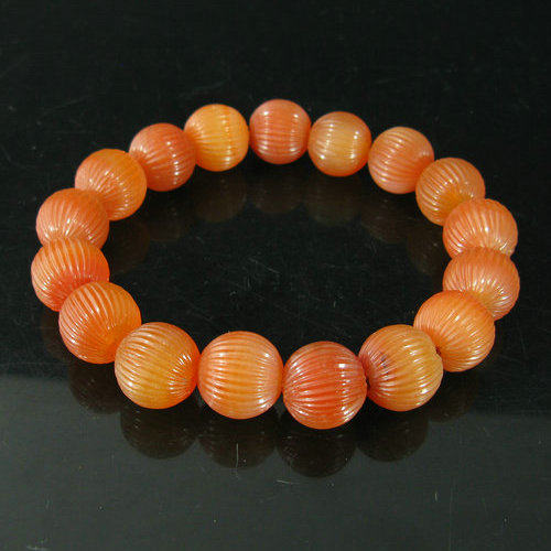 B076清代细瓜棱玛瑙手串（1.2CM）