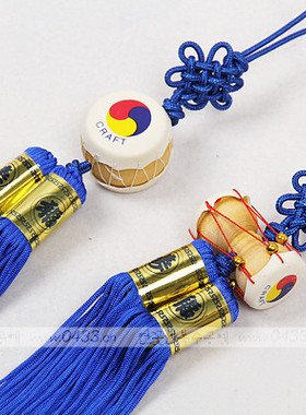 韩国原装进口迷你长寿吉祥平安鼓对挂鼓/宝蓝色一对价格/H-P01613