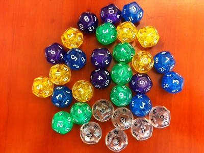 12面透明骰子D12色子透明色（龙与地下城道具专用）桌游指示物