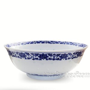 景德镇瓷器无铅釉下彩青花玲珑瓷米通瓷8寸大汤碗 面碗 米线碗