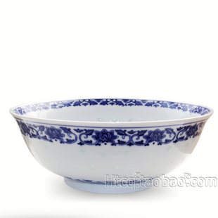 景德镇瓷器无铅釉下彩青花玲珑瓷米通瓷8寸大汤碗 面碗 米线碗