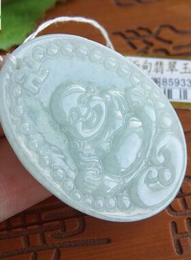 85933玉琳阁 实物拍图 进口缅甸玉 天然翡翠A货精工平安佛大吊坠
