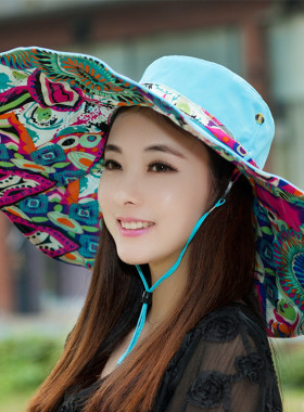 女士夏天防紫外线可折叠大沿帽子