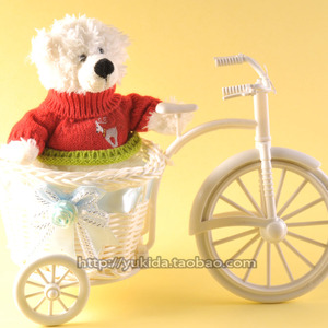正版浪漫单车泰迪熊毛衣小熊毛绒布艺类玩具公仔工艺品礼品摆件