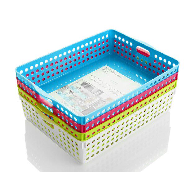 日本进口inomata 塑料厨房食品收纳篮  办公室A4收纳框整理筐4570
