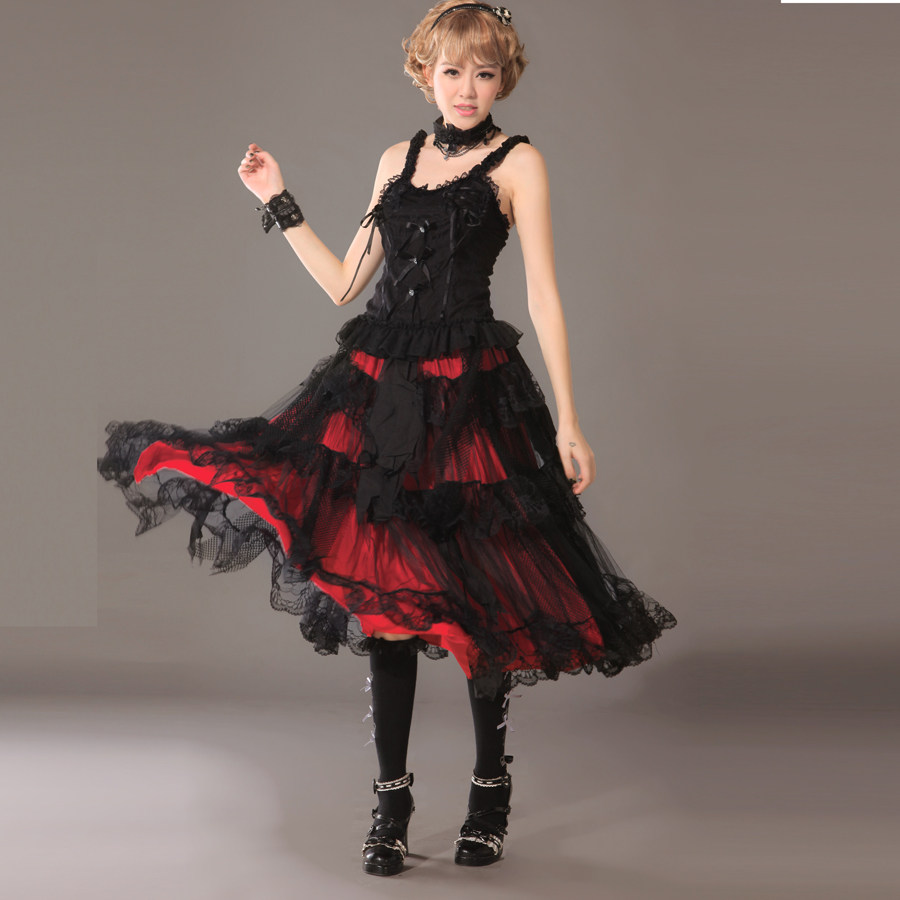 洛丽塔拼接蕾丝显瘦蛋糕裙