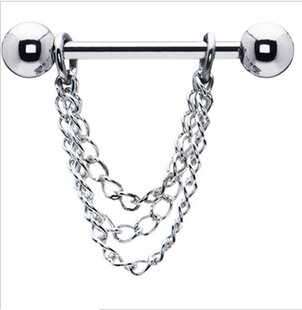欧美出口穿刺饰品316医用钢防过敏钛钢乳链/乳环/乳钉nipple ring