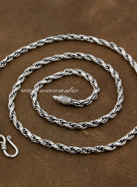 复古时尚男款纯银项链 Cool朋克风潮骑士螺旋型项链男925银饰