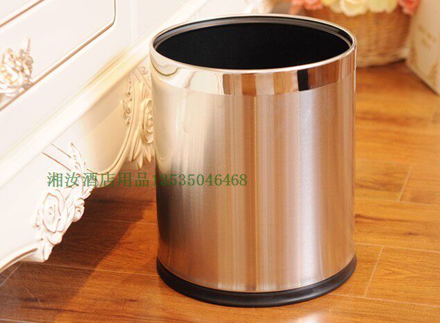 包邮 不锈钢双层银色 垃圾桶筒 收纳桶 创意  简 酒店宾馆客房桶