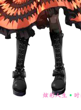 DATE A LIVE◆约会大作战 时崎狂三cosplay鞋 前系带粗跟高筒靴子