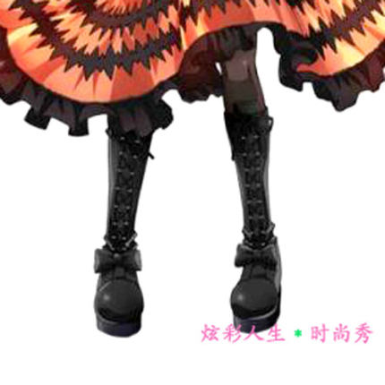 DATE A LIVE◆约会大作战 时崎狂三cosplay鞋 前系带粗跟高筒靴子