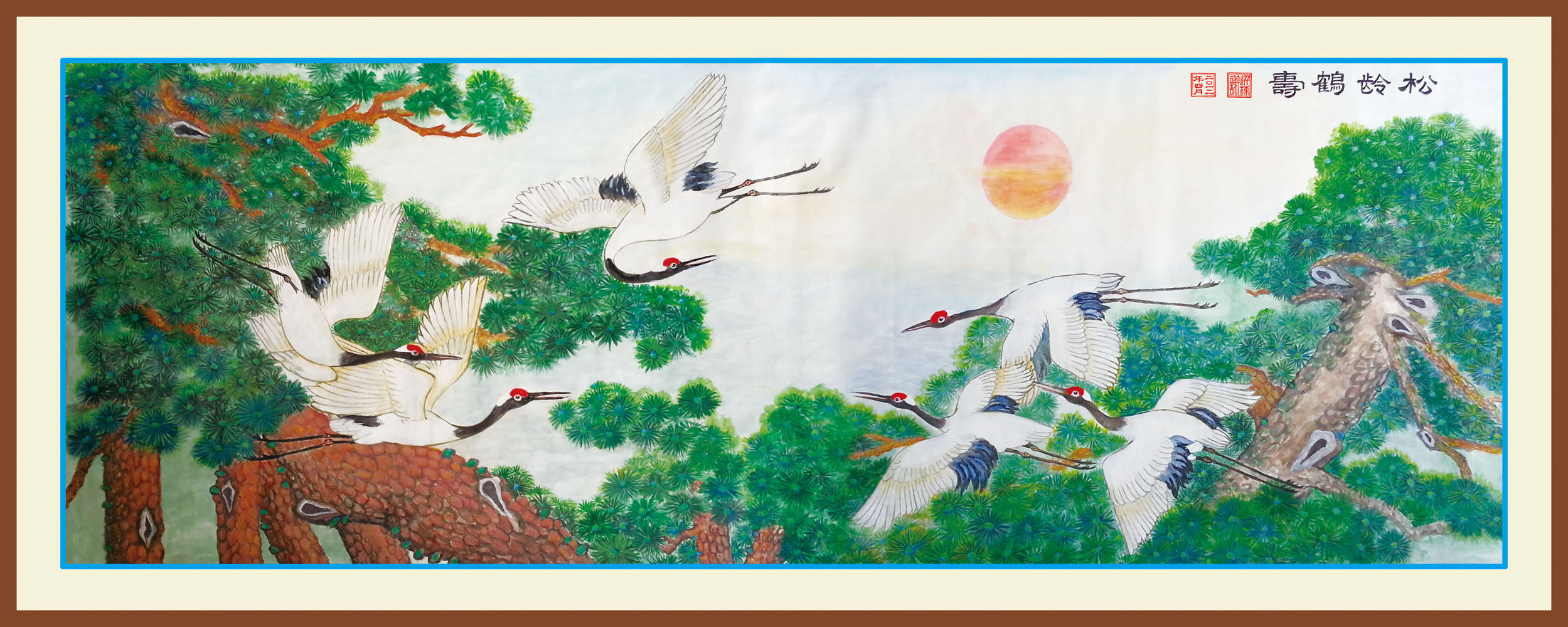 707海报印制海报展板写真喷绘贴纸素材264六鹤同春挂画zip