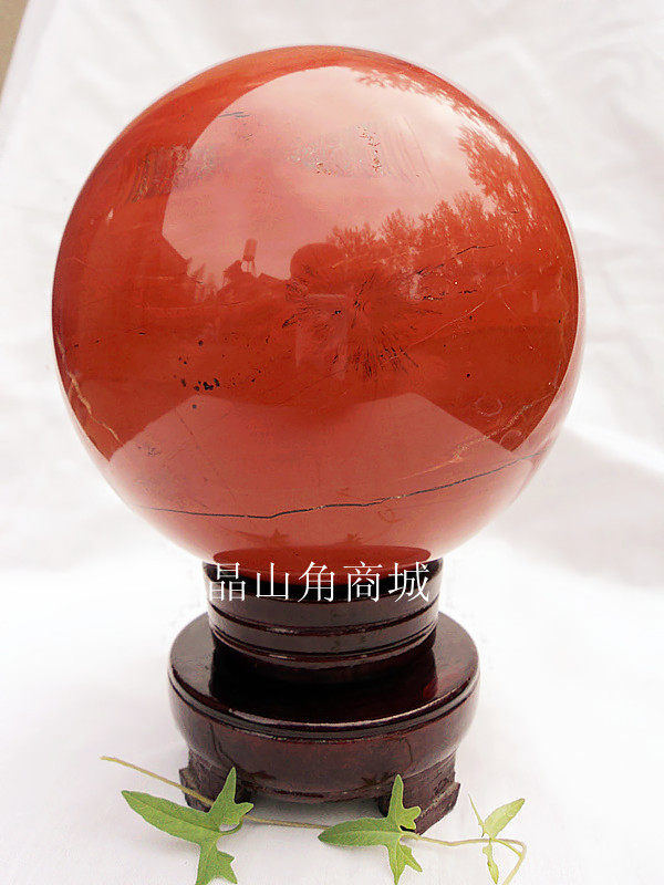 晶山角商城天然紅碧玉水晶球半寶石水晶球 摆件12.8公分（天然)