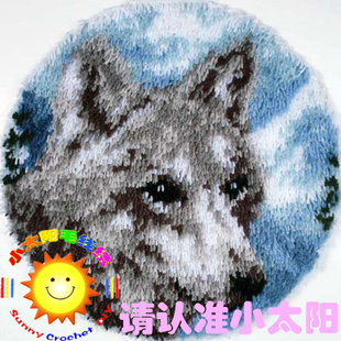 bb段段绣/毛线绣/地毯绣/绒绣/钩针绣 地垫 坐垫 月光狼(2件包邮
