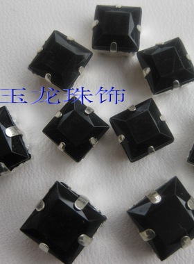 diy四方形黑色婚纱手缝钻