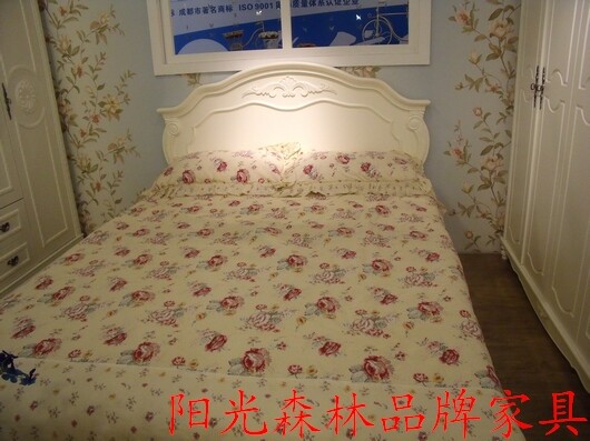 品牌正品/田园韩式/欧式/板实木结合/烤漆/双人高箱床/香河家具城