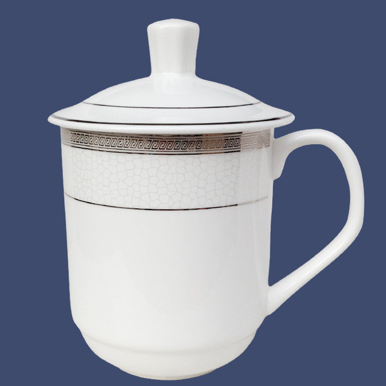 雅诚德银河杯陶瓷商务杯/会议杯/办公杯 喝水杯子 陶瓷水杯 有盖