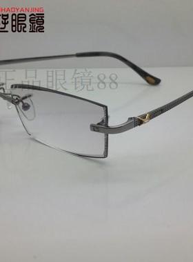 支持验货 正品韩国YEIN魅影8263无框切边镶钻近视眼镜 灰色男款