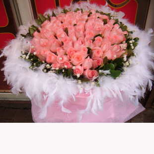 戴安娜粉玫瑰99朵花束生日鲜花速递上海市区送花 热卖 顺丰水培新款