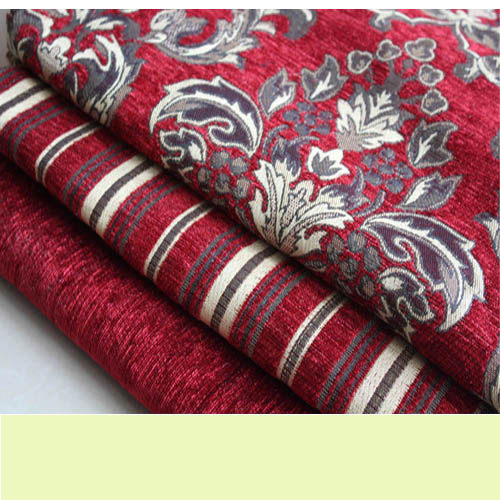 雪尼尔红色提花餐椅沙发布料