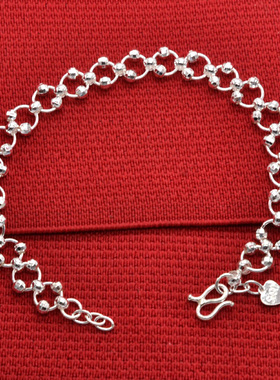 真银999纯银银手链女990足银千足