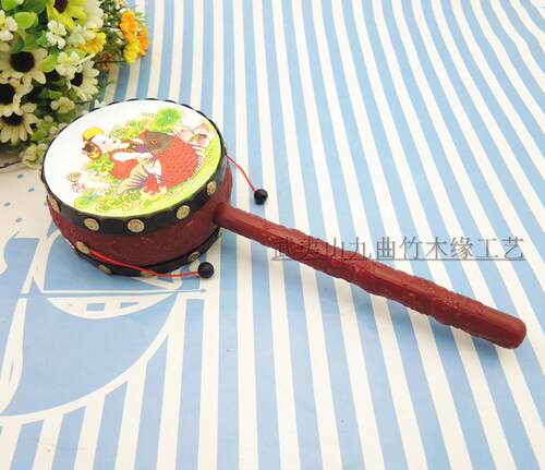 大号儿童拨浪鼓传统婴幼儿玩具摇鼓纸皮鼓景区工艺品