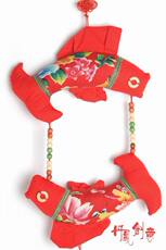 弯月对鱼(红)--纯手工制作