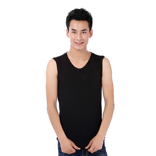 T恤夏季 无袖 打底内衣宽肩背心男 汗背心木纤维超薄男士 浪莎男砍袖