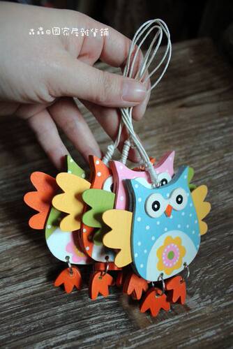 木制手绘可爱猫头鹰家居装饰挂件