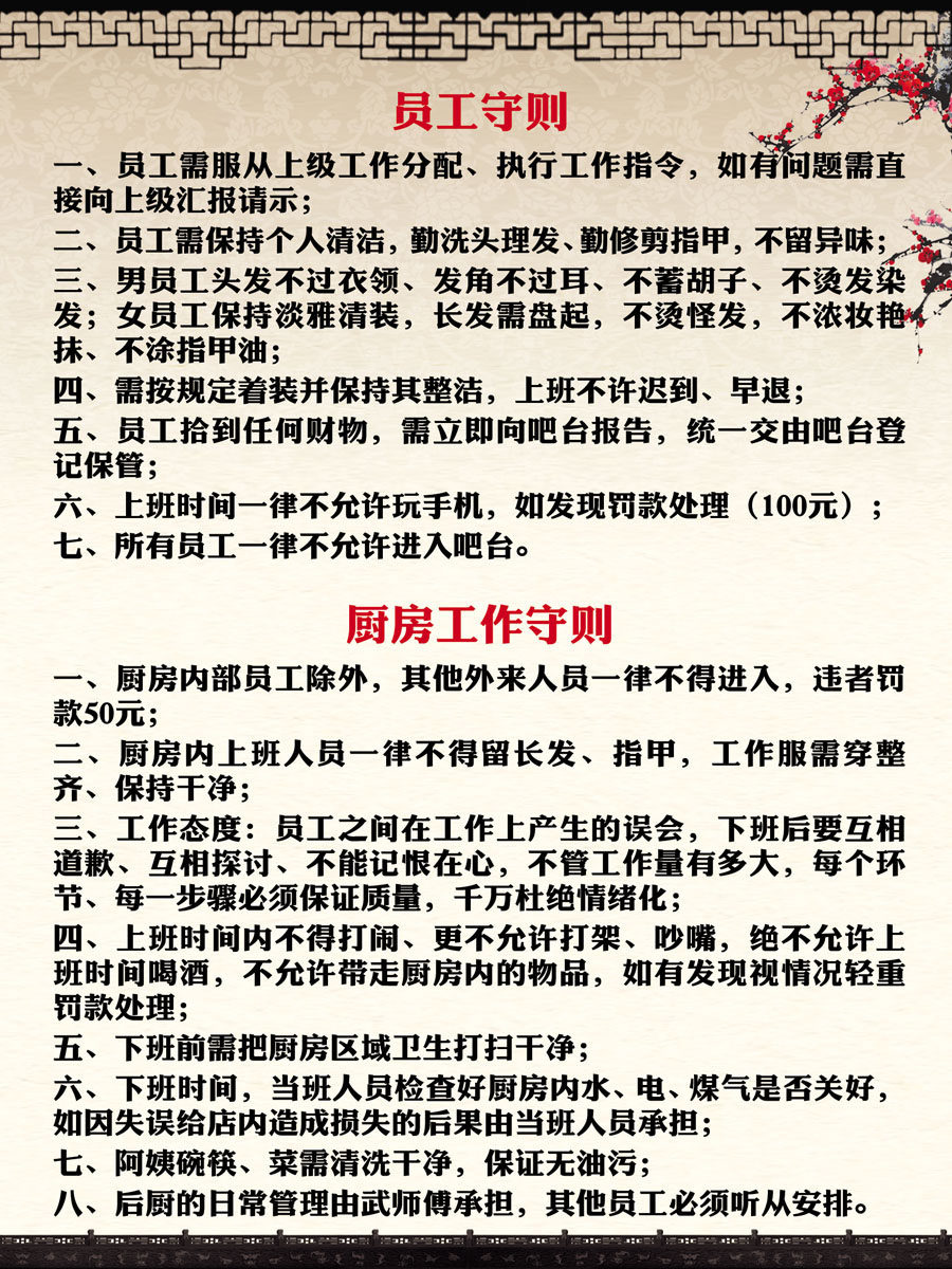 661海报印制展板素材967餐厅酒店员工守则厨房工作守则