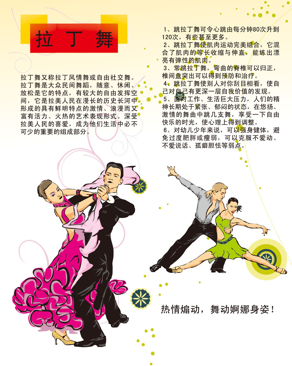 海报印制665展板素材816舞蹈 健身拉丁舞简介练习好处