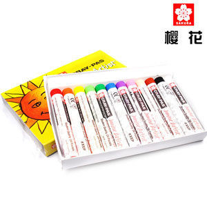 包邮原装日本樱花油画棒 12色套装绘画 学生儿童 日韩可爱幼儿园