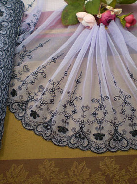 42D 客供 白色粉红粉紫黑色丝线绣宽花边 16.5cm宽12元1米