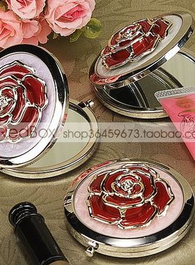 RedBox结婚回礼礼品 送女友生日礼物 化妆镜双面便携 玫瑰红色