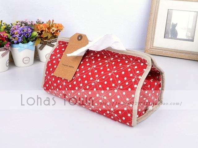 日单●外贸衍缝布艺田园风纸巾套/纸巾盒/抽纸盒/纸巾抽 红水玉